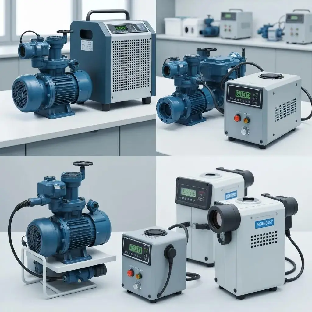 Advanced water extraction equipment including pumps, dehumidifiers, and thermal imaging cameras in a professional setting